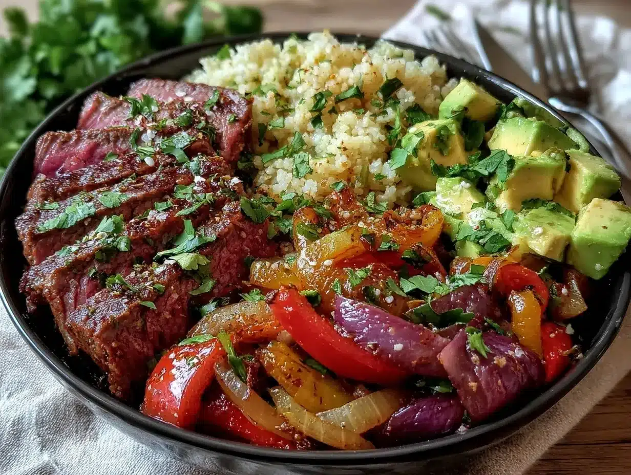 steak fajita bowl preparation steps